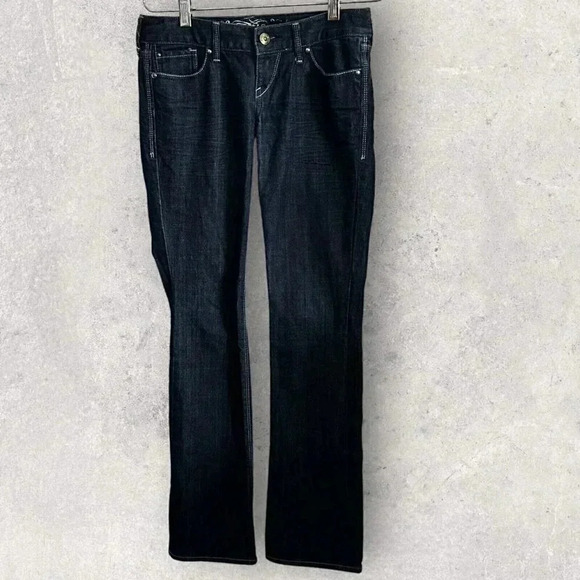 Express Jeans Women's Size 2R Dark Wash Barely Boot Low Rise Stretch - Picture 1 of 15